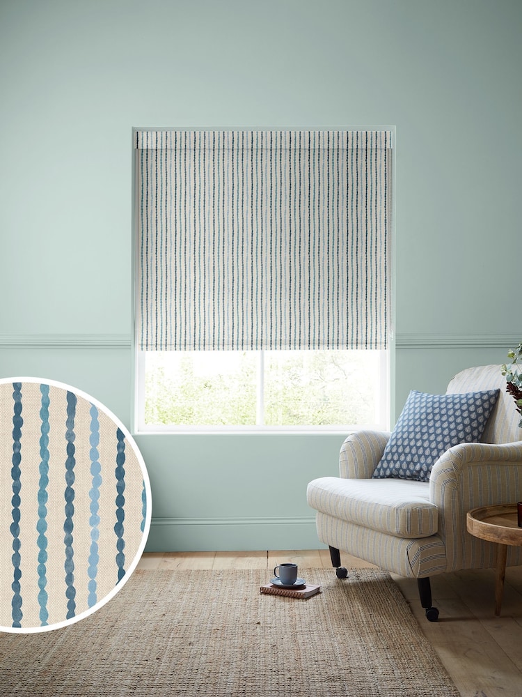 Emily Bond Blue Moroccan Stripe Made to Measure Blinds - Image 1 of 6
