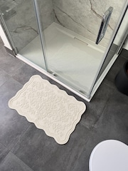 Allure Bath Fashions Cream Scalloped Jacquard Bath Mat - Image 1 of 4