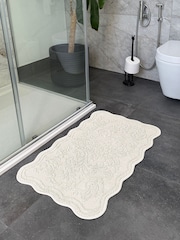 Allure Bath Fashions Cream Scalloped Jacquard Bath Mat - Image 2 of 4