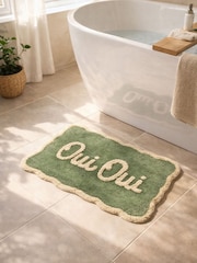Mooky Mats Cream/Green Oui Slogan Bath Mat - Image 1 of 4