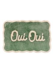 Mooky Mats Cream/Green Oui Slogan Bath Mat - Image 2 of 4