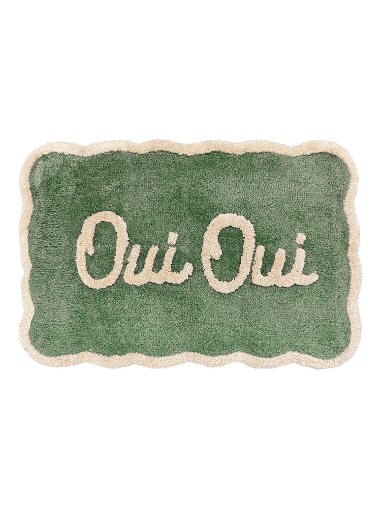Mooky Mats Cream/Green Oui Slogan Bath Mat - Image 2 of 4 Mooky Mats Cream/Green Oui Slogan Bath Mat - Image 2 of 4