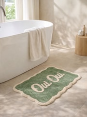 Mooky Mats Cream/Green Oui Slogan Bath Mat - Image 3 of 4