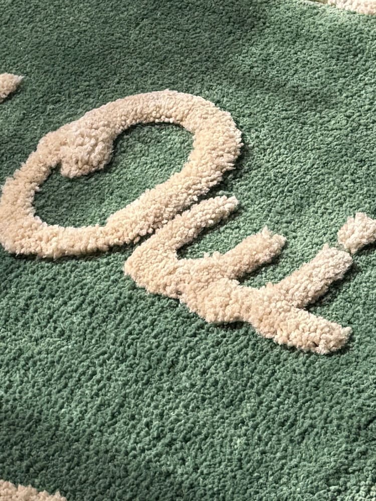 Mooky Mats Cream/Green Oui Slogan Bath Mat - Image 4 of 4 Mooky Mats Cream/Green Oui Slogan Bath Mat - Image 4 of 4