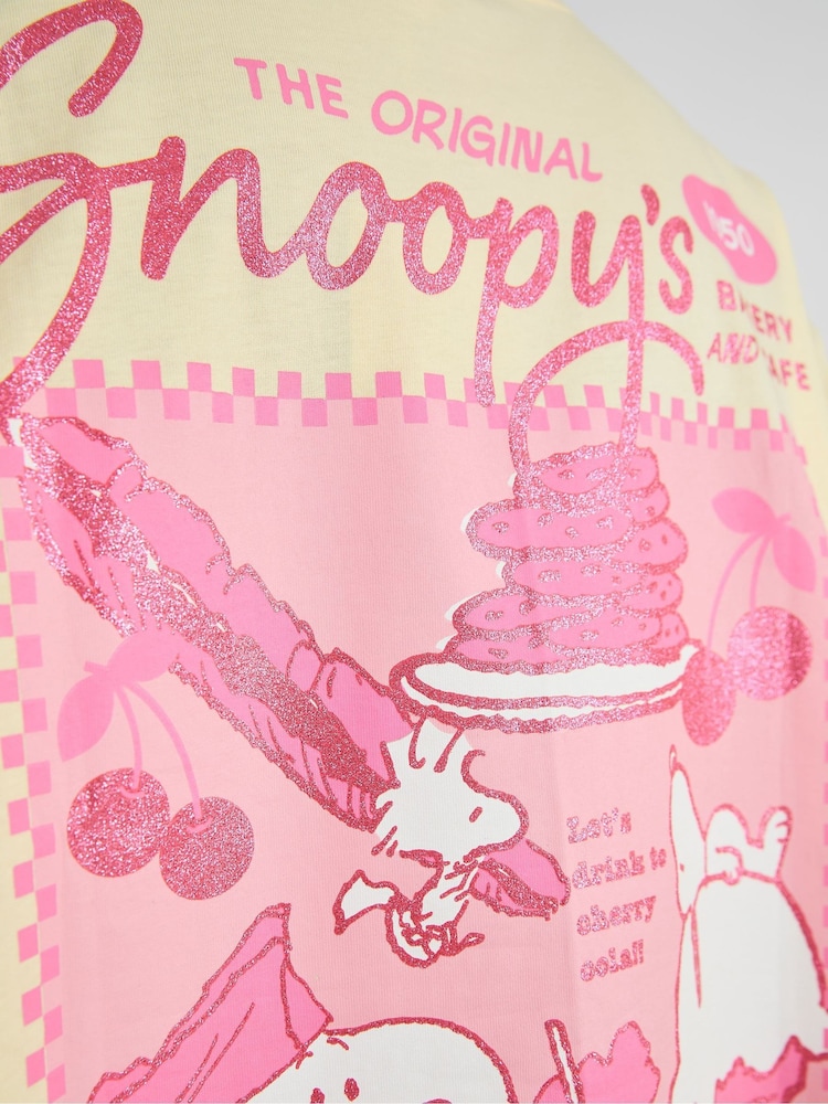 Skinnydip Yellow Peanuts x Skinnydip Snoopy Cafe Poster T-Shirt - Image 3 of 3