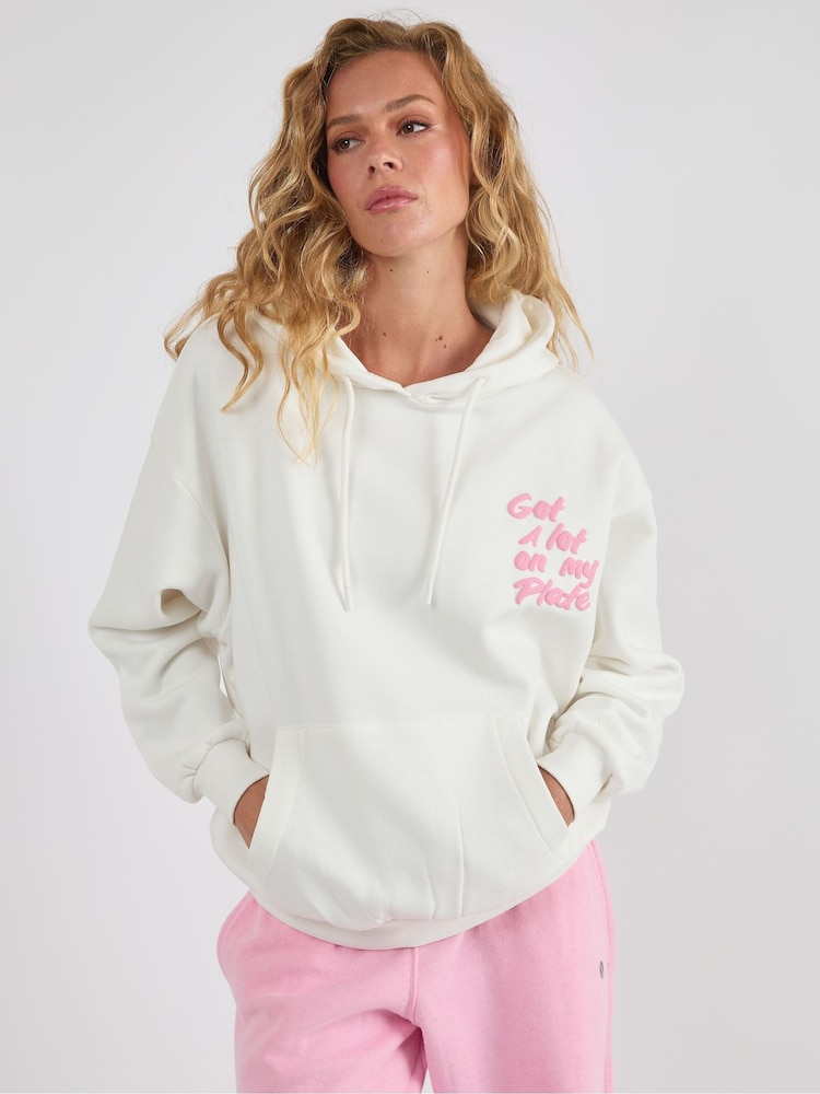 Skinnydip White A Lot On My Plate Hoodie - Image 2 of 4 Skinnydip White A Lot On My Plate Hoodie - Image 2 of 4