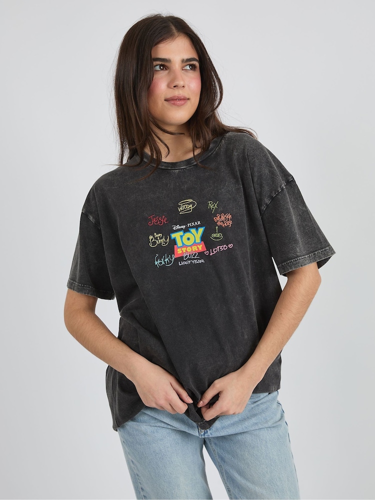 Skinnydip Grey Disney Toy Story Poster Acid Wash T-Shirt - Image 1 of 3