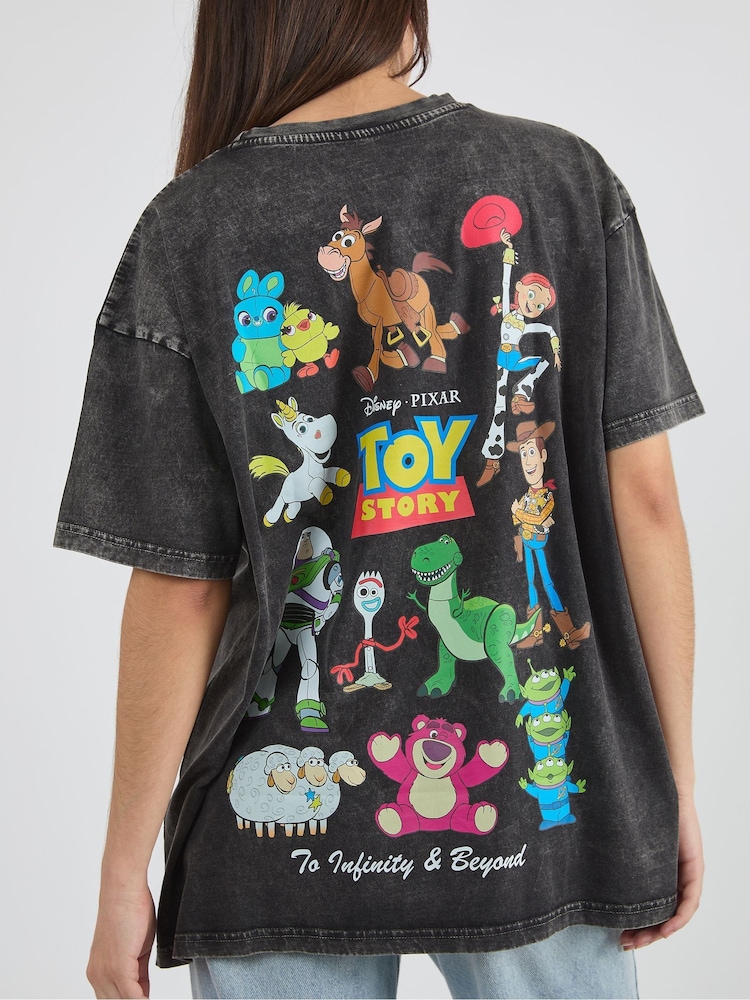 Skinnydip Grey Disney Toy Story Poster Acid Wash T-Shirt - Image 3 of 3