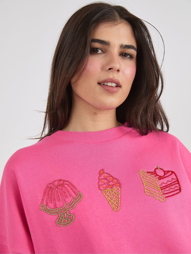 Skinnydip Pink Beaded Cake Sweatshirt - Image 3 of 3