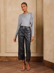 Love & Roses Grey Hardwear Cape Long Sleeve Jersey Top - Image 3 of 4