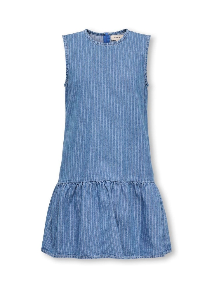 ONLY KIDS Blue Striped Denim Frill Dress - Image 1 of 3