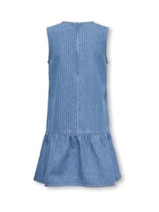 ONLY KIDS Blue Striped Denim Frill Dress - Image 2 of 3