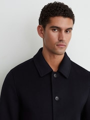 Reiss Navy Deluca Wool-Blend Flap-Pocket Bomber Jacket - Image 4 of 7