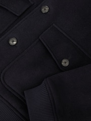 Reiss Navy Deluca Wool-Blend Flap-Pocket Bomber Jacket - Image 7 of 7