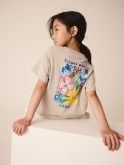Neutral Brown Broderie Hem T-Shirt Dress (3-16yrs) - Image 4 of 10