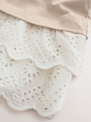 Neutral Brown Broderie Hem T-Shirt Dress (3-16yrs) - Image 9 of 10