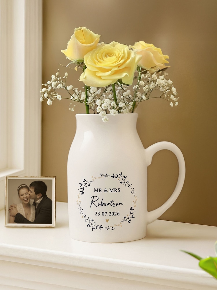 Personalised Wreath Jug Vase by PMC - Image 1 of 3 Personalised Wreath Jug Vase by PMC - Image 1 of 3