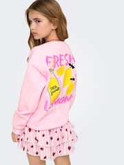 ONLY KIDS Pink Long Sleeve Lemon Back Print Sweat Top - Image 2 of 7