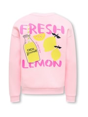 ONLY KIDS Pink Long Sleeve Lemon Back Print Sweat Top - Image 6 of 7