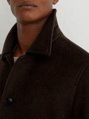 Reiss Chocolate Brown Deluca Wool-Blend Flap-Pocket Bomber Jacket - Image 3 of 7
