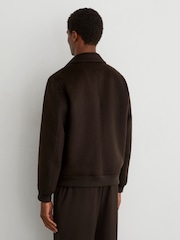 Reiss Chocolate Brown Deluca Wool-Blend Flap-Pocket Bomber Jacket - Image 5 of 7