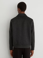 Reiss Charcoal Grey Deluca Wool-Blend Flap-Pocket Bomber Jacket - Image 6 of 7