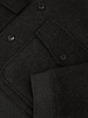 Reiss Charcoal Grey Deluca Wool-Blend Flap-Pocket Bomber Jacket - Image 7 of 7