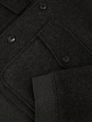 Reiss Charcoal Grey Deluca Wool-Blend Flap-Pocket Bomber Jacket - Image 8 of 8