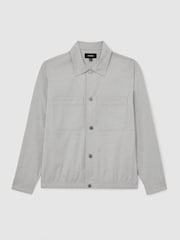 Reiss Soft Grey Penge Brushed Twin-Pocket Overshirt with Wool - Image 2 of 7