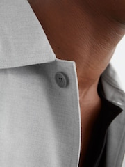 Reiss Soft Grey Penge Brushed Twin-Pocket Overshirt with Wool - Image 4 of 7