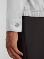 Reiss Soft Grey Penge Brushed Twin-Pocket Overshirt with Wool - Image 6 of 7