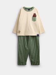 JoJo Maman Bébé The Gruffalo Khaki Green 2-Piece Top & Stripe Joggers Set - Image 1 of 6