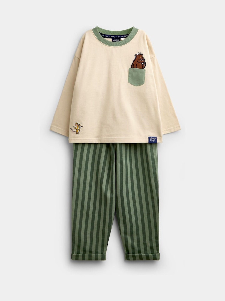JoJo Maman Bébé The Gruffalo Khaki Green 2-Piece Top & Stripe Joggers Set - Image 1 of 6 JoJo Maman Bébé The Gruffalo Khaki Green 2-Piece Top & Stripe Joggers Set - Image 1 of 6