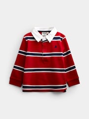 JoJo Maman Bébé Bright Red Stripe Classic Rugby Top - Image 1 of 4