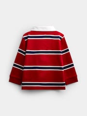 JoJo Maman Bébé Bright Red Stripe Classic Rugby Top - Image 2 of 4