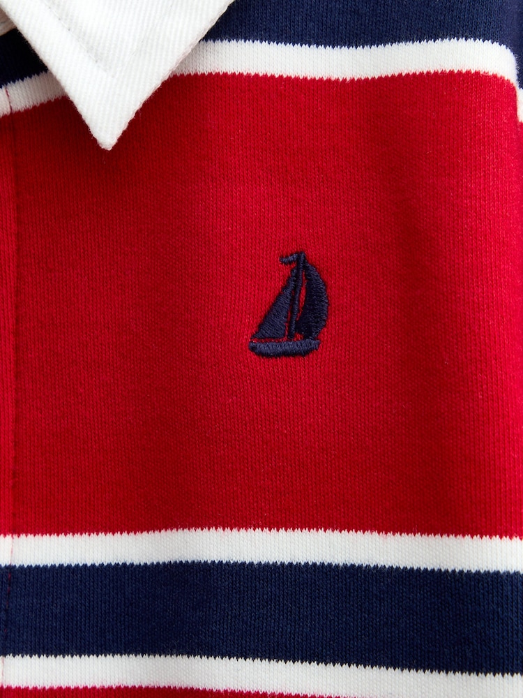 JoJo Maman Bébé Bright Red Stripe Classic Rugby Top - Image 4 of 4 JoJo Maman Bébé Bright Red Stripe Classic Rugby Top - Image 4 of 4