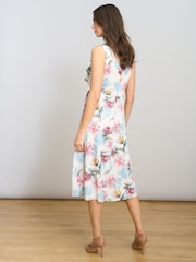 Gina Bacconi White Tulisa Sleeveless Floral Midi Dress - Image 2 of 9