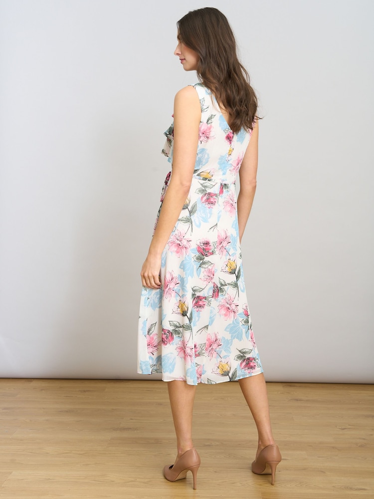 Gina Bacconi White Tulisa Sleeveless Floral Midi Dress - Image 2 of 9