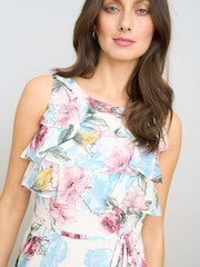 Gina Bacconi White Tulisa Sleeveless Floral Midi Dress - Image 4 of 9