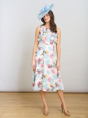 Gina Bacconi White Tulisa Sleeveless Floral Midi Dress - Image 6 of 9