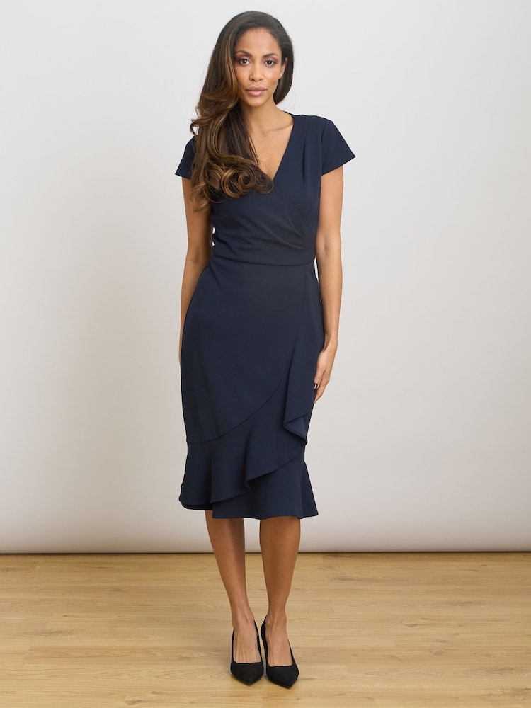 crepe blue dress Azazie Dion
