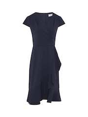 Gina Bacconi Blue Ruffle Hem Crepe Dress - Image 6 of 6