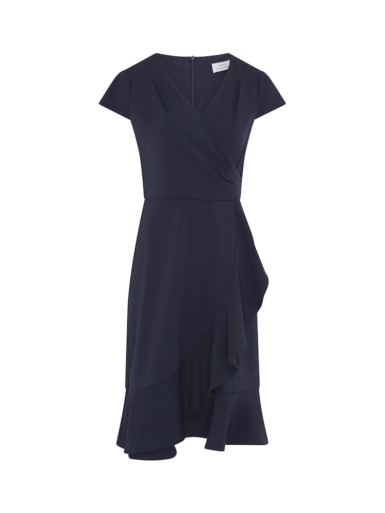 Gina Bacconi Blue Ruffle Hem Crepe Dress - Image 6 of 6 Gina Bacconi Blue Ruffle Hem Crepe Dress - Image 6 of 6