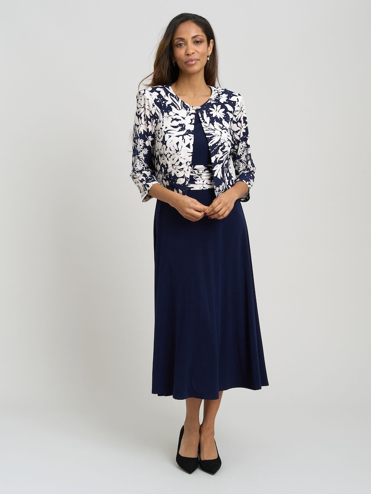 Gina Bacconi Blue Nell Stretch Jersey Dress & Jacket Set - Image 1 of 6 Gina Bacconi Blue Nell Stretch Jersey Dress & Jacket Set - Image 1 of 6