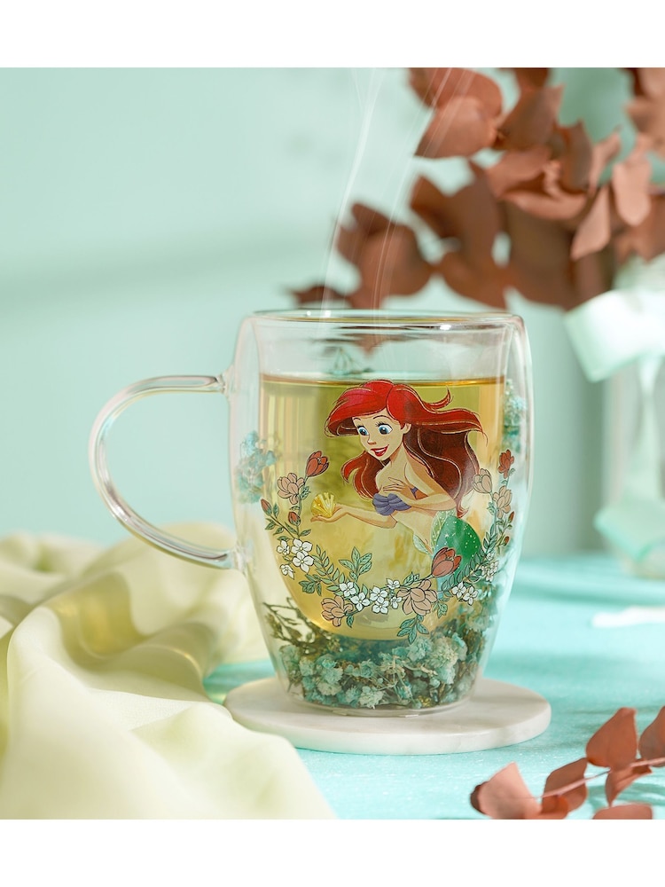 Disney Princess Green Floral Decorative Ariel Glass Mug - Image 1 of 5