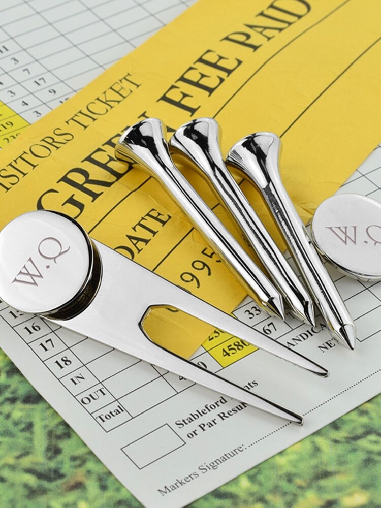 Personalised Silver Plated Golf Tee Gift Set by Treat Republic - Image 1 of 3