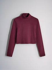 The Set 3 Pack High Neck Cropped Long Sleeve Tops Black/Brown/Burgundy - Image 2 of 6