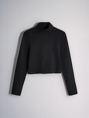 The Set 3 Pack High Neck Cropped Long Sleeve Tops Black/Brown/Burgundy - Image 4 of 6