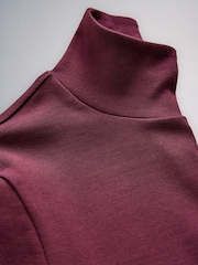 The Set 3 Pack High Neck Cropped Long Sleeve Tops Black/Brown/Burgundy - Image 5 of 6