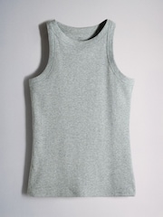 The Set 5 Pack Racer Ribbed Vests Grey/Black/Charcoal/White - Image 2 of 8